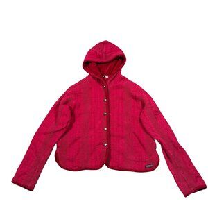 GRAMICCI‎ Women's Red Hoodie Hooded Button Up Jacket w Pockets Sz M-L